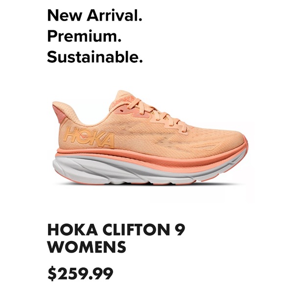 - Hoka Clifton 9 Cantaloupe / White women size 7.5 new with box - Picture 3 of 17